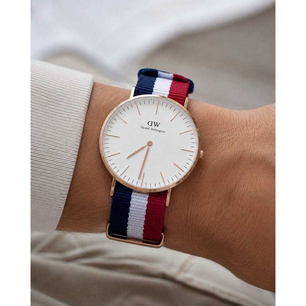 Daniel Wellington Classic Cambridge 40mm Rose Gold Nylon Watch 0203DW NOS